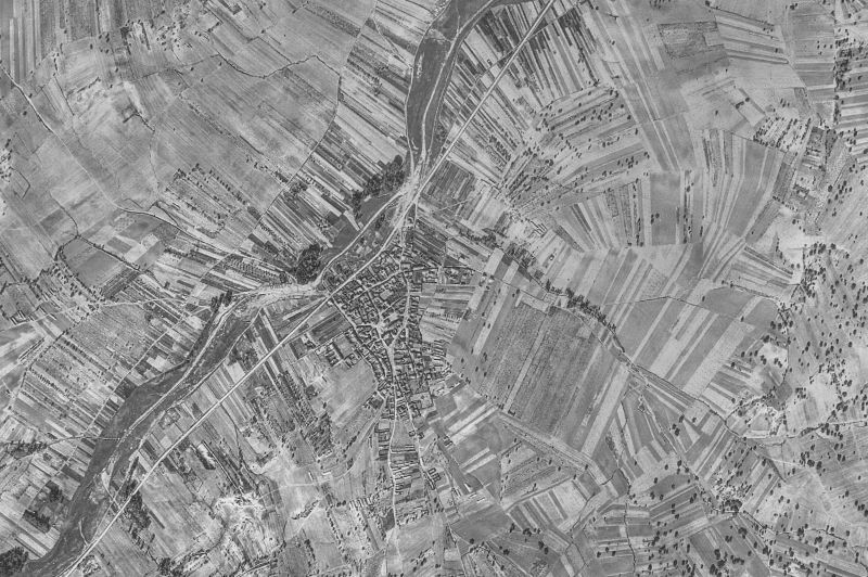 Ortofoto de 1956-1957 del núcleo de Pueblica de Valverde