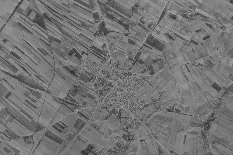 Ortofoto de 1956-1957 del núcleo de San Cristóbal de Entreviñas