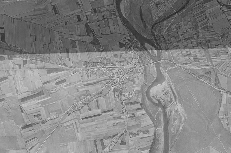 Ortofoto de 1956-1957 del núcleo de Santa Cristina de la Polvorosa