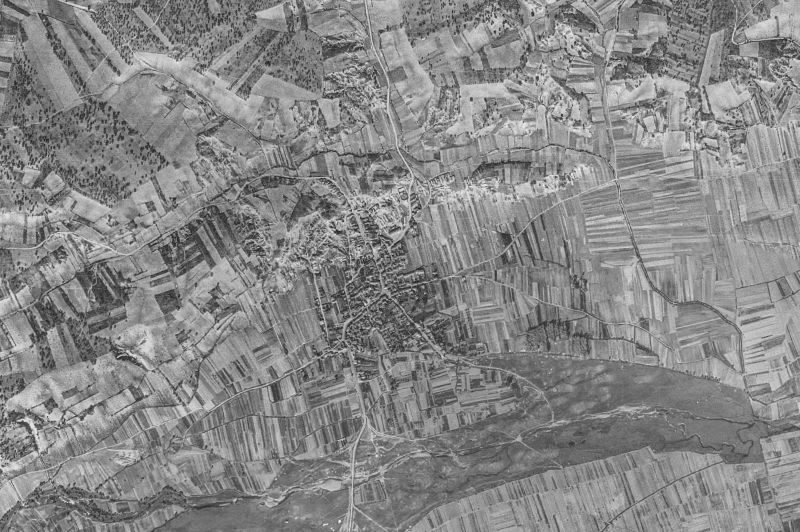 Ortofoto de 1956-1957 del núcleo de Villanueva de las Peras