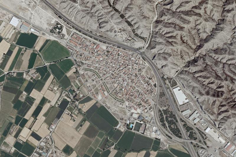 Ortofoto actual del núcleo de Alfajarín
