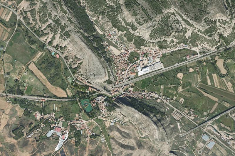 Ortofoto actual del núcleo de Alhama de Aragón