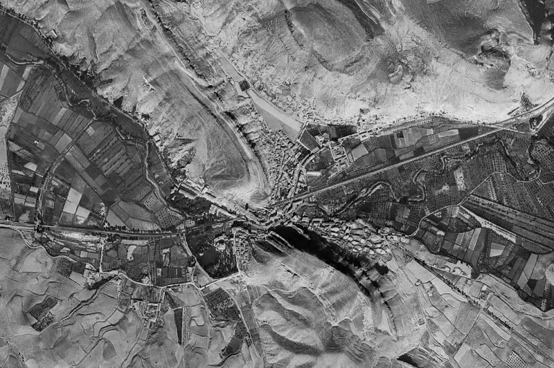 Ortofoto de 1956-1957 del núcleo de Alhama de Aragón