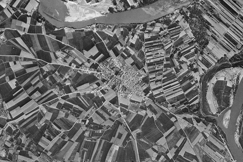 Ortofoto de 1956-1957 del núcleo de Boquiñeni
