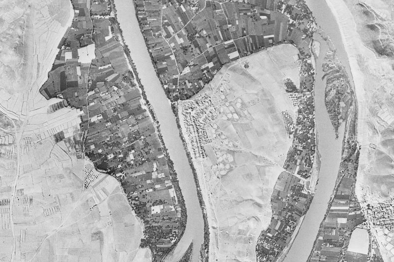 Ortofoto de 1956-1957 del núcleo de Cinco Olivas