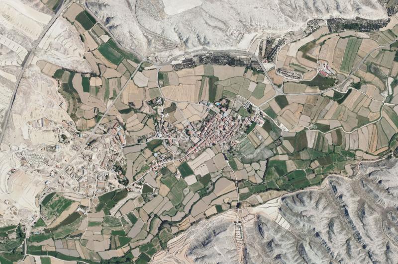 Ortofoto actual del núcleo de Mediana de Aragón