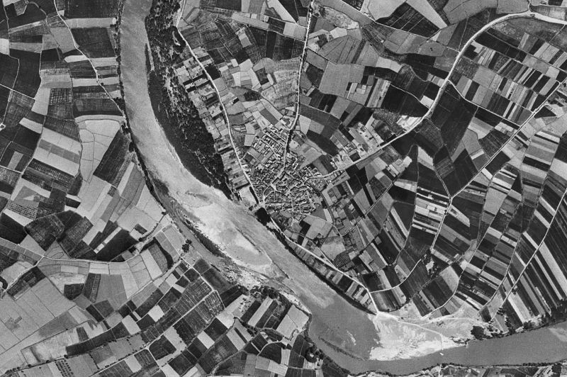 Ortofoto de 1956-1957 del núcleo de Pradilla de Ebro