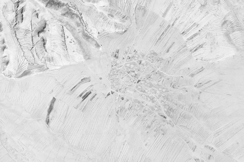 Ortofoto de 1956-1957 del núcleo de Puebla de Albortón