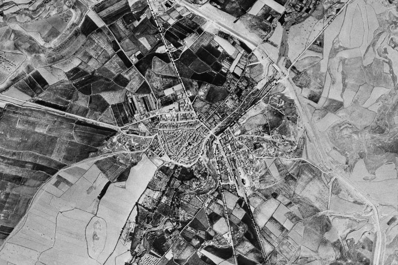 Ortofoto de 1956-1957 del núcleo de Sádaba