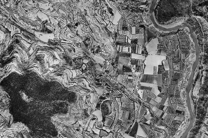 Ortofoto de 1956-1957 del núcleo de Santa Eulalia de Gállego