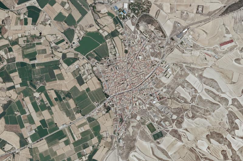Ortofoto actual del núcleo de Villamayor de Gállego