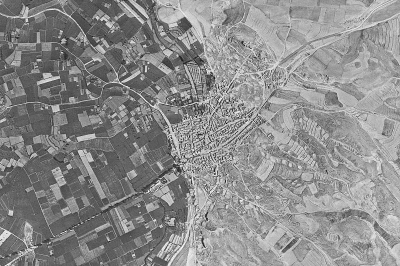 Ortofoto de 1956-1957 del núcleo de Villamayor de Gállego